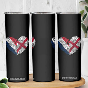 France England Flag Fingerprint Heart DNA Graphic Skinny Tumbler Proud Anglo English French Ancestry Love Identity TS02 Print Your Wear