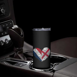 France England Flag Fingerprint Heart DNA Graphic Skinny Tumbler Proud Anglo English French Ancestry Love Identity TS02 Print Your Wear