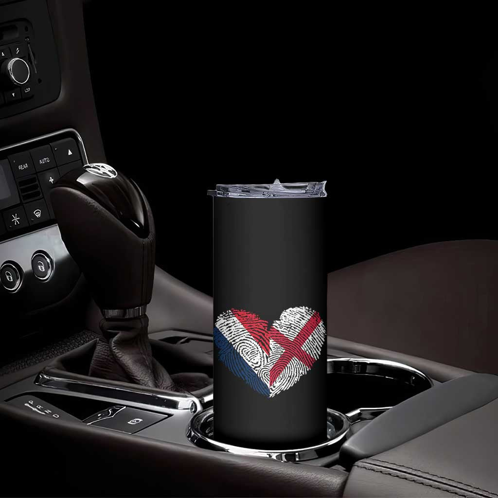 France England Flag Fingerprint Heart DNA Graphic Skinny Tumbler Proud Anglo English French Ancestry Love Identity TS02 Print Your Wear
