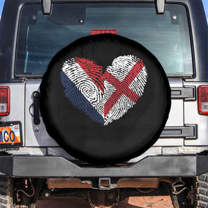 France England Flag Fingerprint Heart DNA Graphic Spare Tire Cover Proud Anglo English French Ancestry Love Identity TS02 No hole Black Print Your Wear