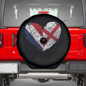 France England Flag Fingerprint Heart DNA Graphic Spare Tire Cover Proud Anglo English French Ancestry Love Identity TS02 Black Print Your Wear