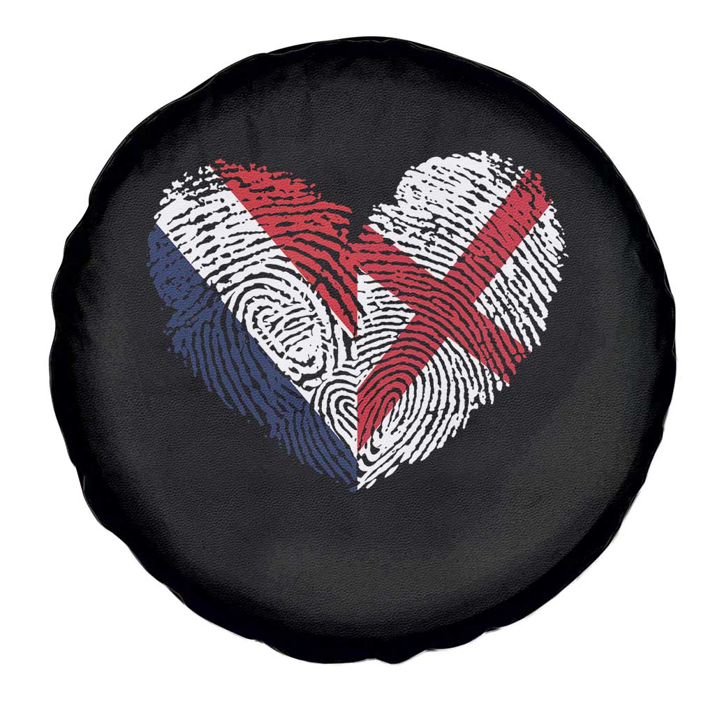 France England Flag Fingerprint Heart DNA Graphic Spare Tire Cover Proud Anglo English French Ancestry Love Identity TS02 Print Your Wear