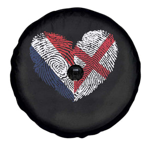 France England Flag Fingerprint Heart DNA Graphic Spare Tire Cover Proud Anglo English French Ancestry Love Identity TS02 Print Your Wear