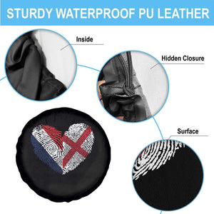France England Flag Fingerprint Heart DNA Graphic Spare Tire Cover Proud Anglo English French Ancestry Love Identity TS02 Print Your Wear
