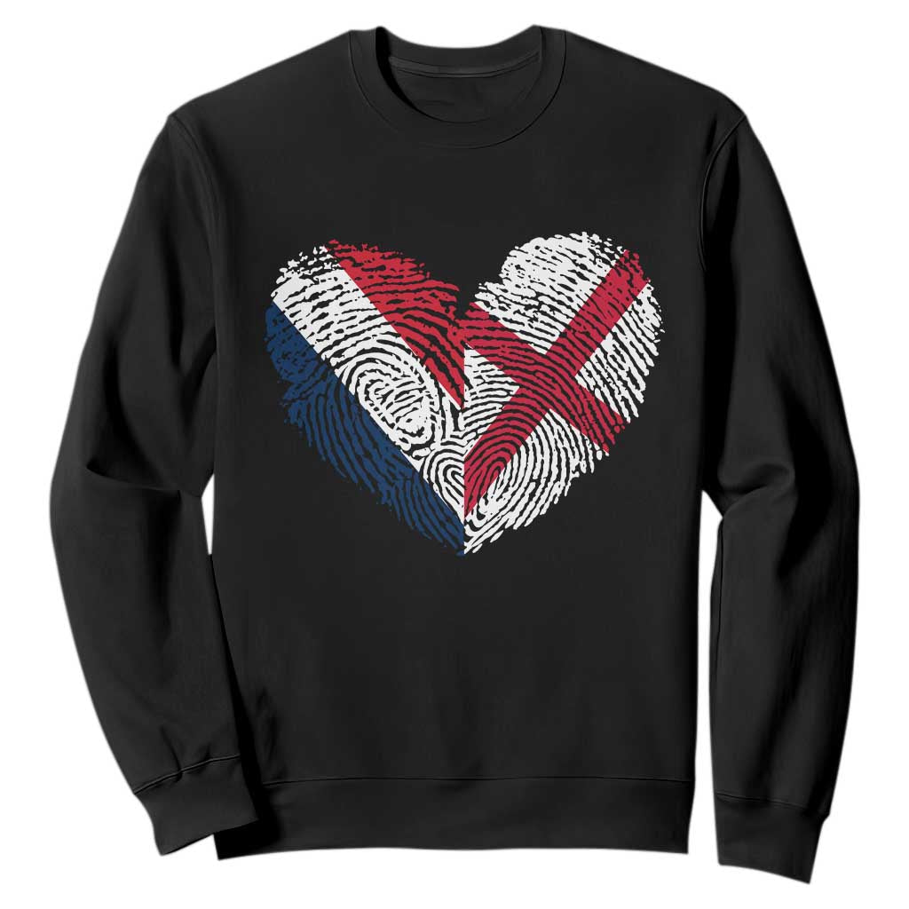 France England Flag Fingerprint Heart DNA Graphic Sweatshirt Proud Anglo English French Ancestry Love Identity