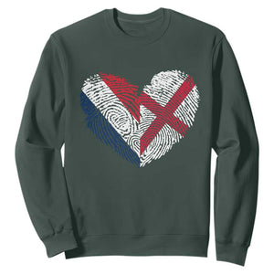 France England Flag Fingerprint Heart DNA Graphic Sweatshirt Proud Anglo English French Ancestry Love Identity