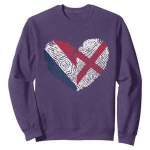 France England Flag Fingerprint Heart DNA Graphic Sweatshirt Proud Anglo English French Ancestry Love Identity