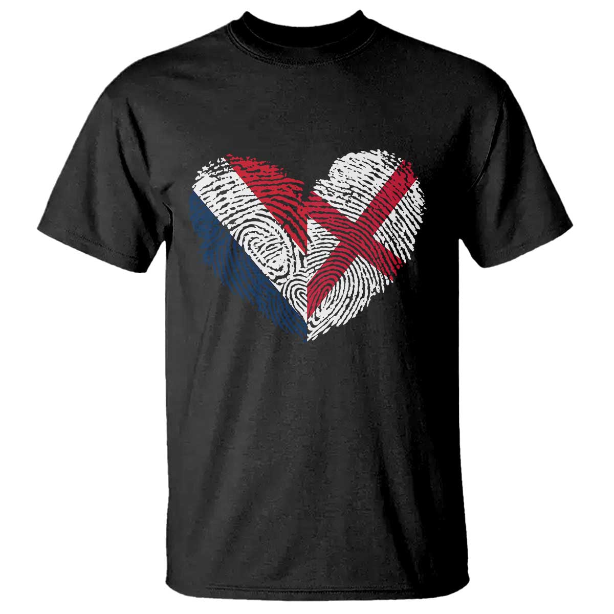 France England Flag Fingerprint Heart DNA Graphic T Shirt Proud Anglo English French Ancestry Love Identity