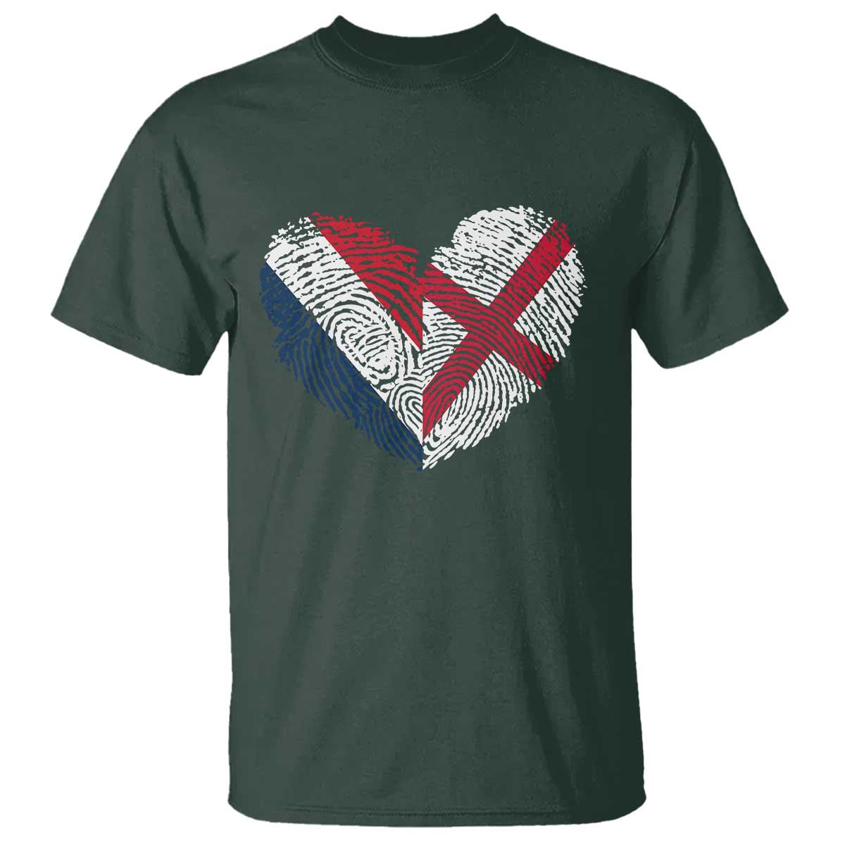 France England Flag Fingerprint Heart DNA Graphic T Shirt Proud Anglo English French Ancestry Love Identity
