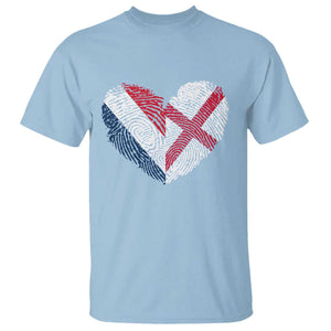 France England Flag Fingerprint Heart DNA Graphic T Shirt Proud Anglo English French Ancestry Love Identity