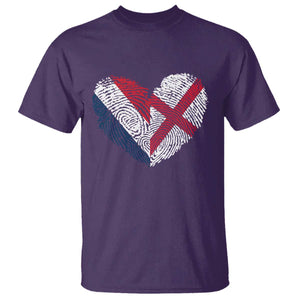 France England Flag Fingerprint Heart DNA Graphic T Shirt Proud Anglo English French Ancestry Love Identity