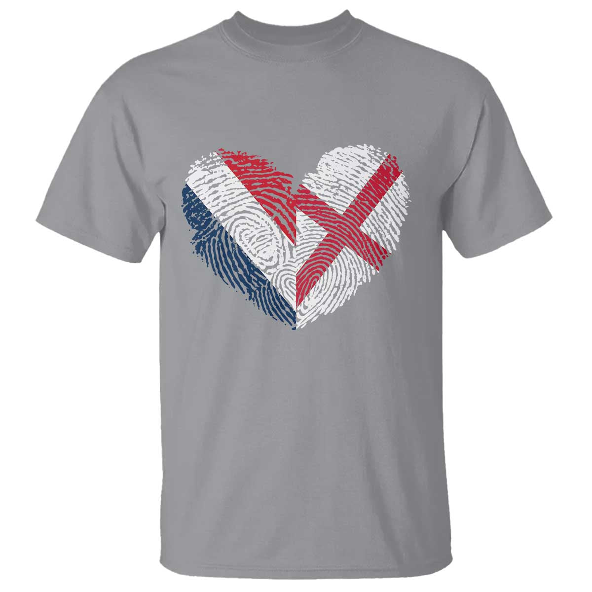 France England Flag Fingerprint Heart DNA Graphic T Shirt Proud Anglo English French Ancestry Love Identity