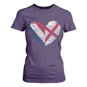 France England Flag Fingerprint Heart DNA Graphic T Shirt For Women Proud Anglo English French Ancestry Love Identity