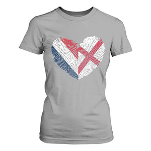 France England Flag Fingerprint Heart DNA Graphic T Shirt For Women Proud Anglo English French Ancestry Love Identity