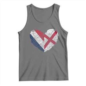 France England Flag Fingerprint Heart DNA Graphic Tank Top Proud Anglo English French Ancestry Love Identity TS02 Black Heather Print Your Wear