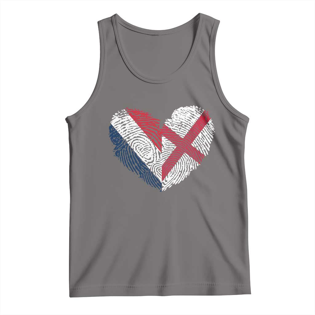 France England Flag Fingerprint Heart DNA Graphic Tank Top Proud Anglo English French Ancestry Love Identity TS02 Deep Heather Print Your Wear