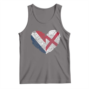 France England Flag Fingerprint Heart DNA Graphic Tank Top Proud Anglo English French Ancestry Love Identity TS02 Deep Heather Print Your Wear