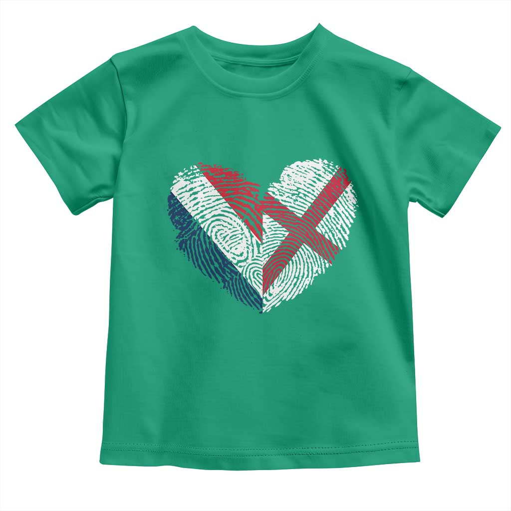 France England Flag Fingerprint Heart DNA Graphic Toddler T Shirt Proud Anglo English French Ancestry Love Identity TS02 Irish Green Print Your Wear