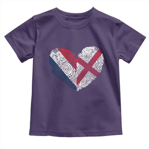 France England Flag Fingerprint Heart DNA Graphic Toddler T Shirt Proud Anglo English French Ancestry Love Identity TS02 Purple Print Your Wear