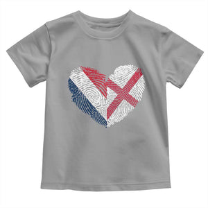 France England Flag Fingerprint Heart DNA Graphic Toddler T Shirt Proud Anglo English French Ancestry Love Identity TS02 Sport Gray Print Your Wear