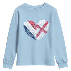 France England Flag Fingerprint Heart DNA Graphic Youth Sweatshirt Proud Anglo English French Ancestry Love Identity