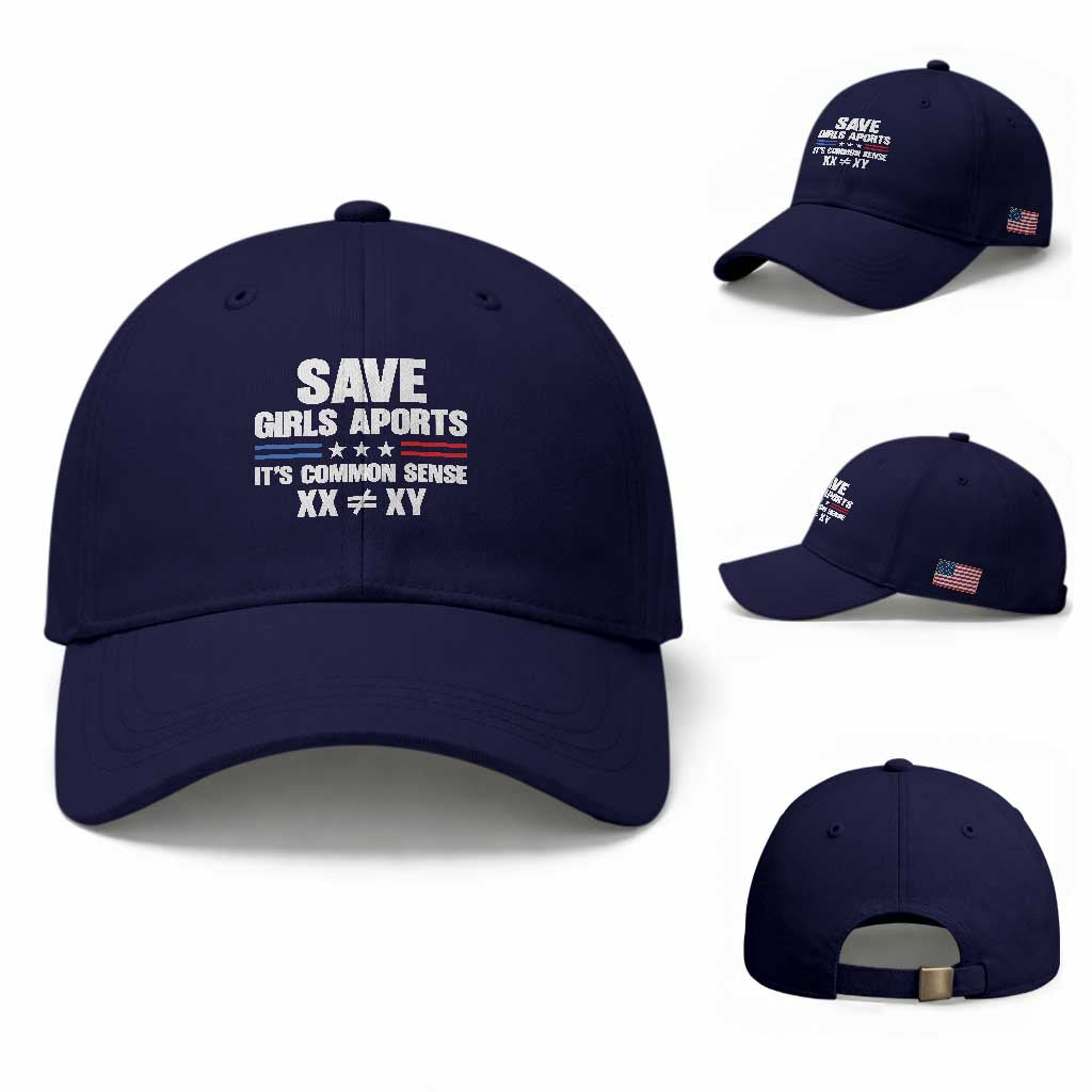 Save Girls Sports Its Common Sense XX Not Equal XY Baseball Cap Biological Science Varsity Athletic Graphic