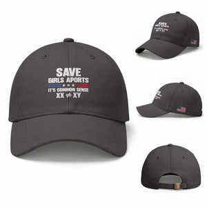 Save Girls Sports Its Common Sense XX Not Equal XY Baseball Cap Biological Science Varsity Athletic Graphic