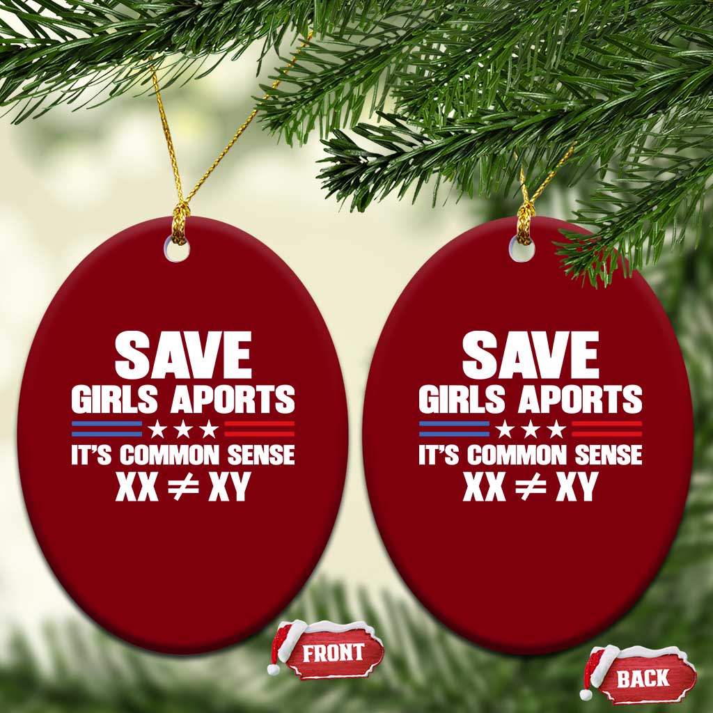 Save Girls Sports Its Common Sense XX Not Equal XY Ceramic Ornament Biological Science Varsity Athletic Graphic