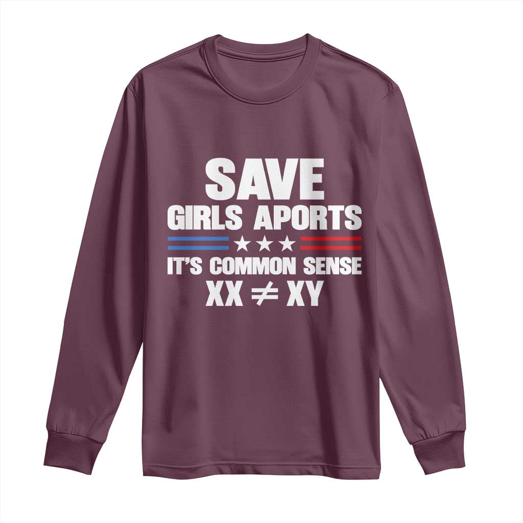 Save Girls Sports Its Common Sense XX Not Equal XY Long Sleeve Shirt Biological Science Varsity Athletic Graphic