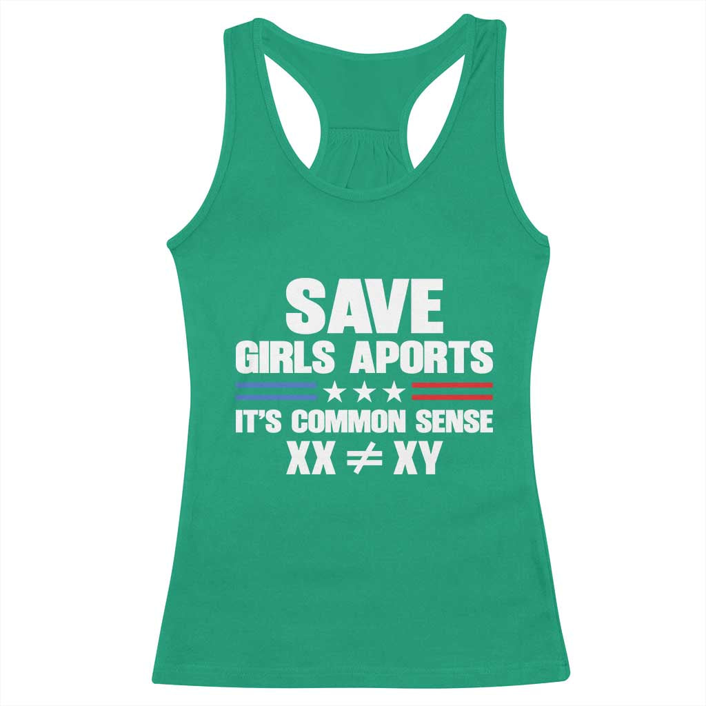 Save Girls Sports Its Common Sense XX Not Equal XY Racerback Tank Top Biological Science Varsity Athletic Graphic