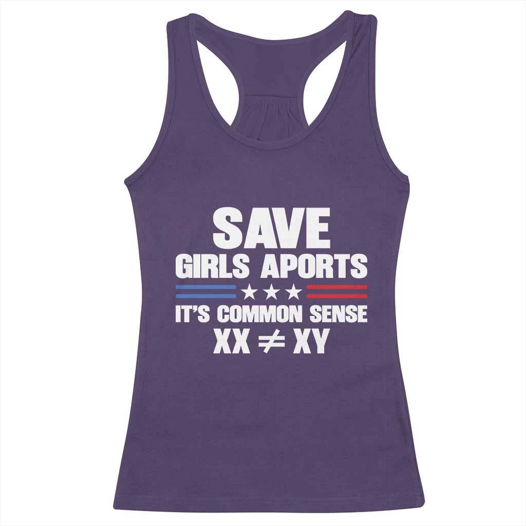 Save Girls Sports Its Common Sense XX Not Equal XY Racerback Tank Top Biological Science Varsity Athletic Graphic