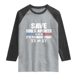 Save Girls Sports Its Common Sense XX Not Equal XY Raglan Shirt Biological Science Varsity Athletic Graphic