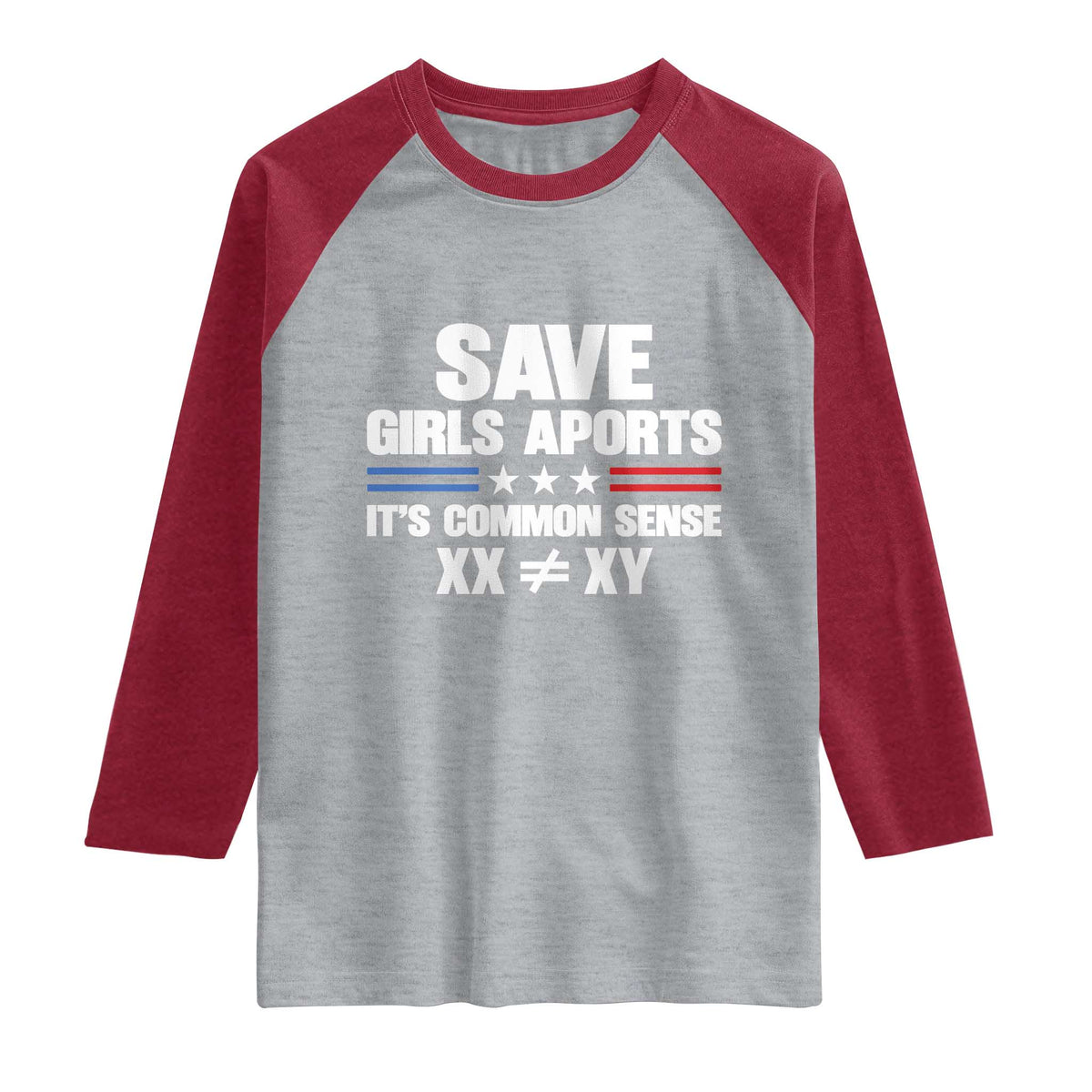 Save Girls Sports Its Common Sense XX Not Equal XY Raglan Shirt Biological Science Varsity Athletic Graphic