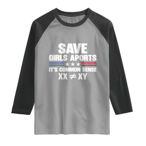 Save Girls Sports Its Common Sense XX Not Equal XY Raglan Shirt Biological Science Varsity Athletic Graphic