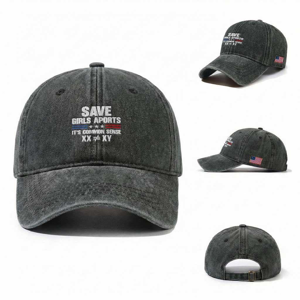 Save Girls Sports Its Common Sense XX Not Equal XY Washed Cotton Baseball Cap Biological Science Varsity Athletic Graphic