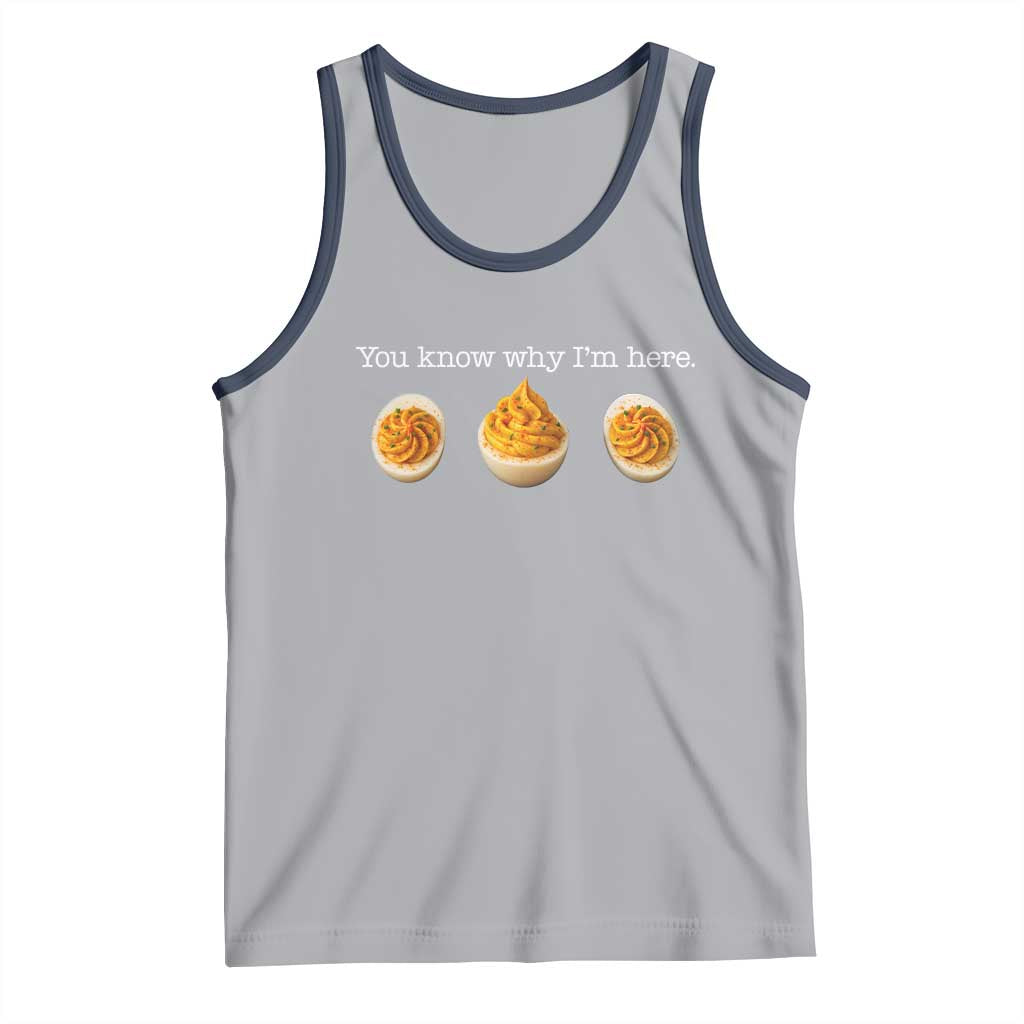 You Know Why I'm Here Deviled Eggs Tank Top Funny Thanksgiving Potluck TS02 Athletic Heather Navy Print Your Wear