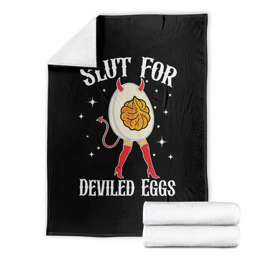 Funny Slut for Deviled Eggs Throw Blanket Funny Naughty Thanksgiving Potluck TS02 Black Print Your Wear