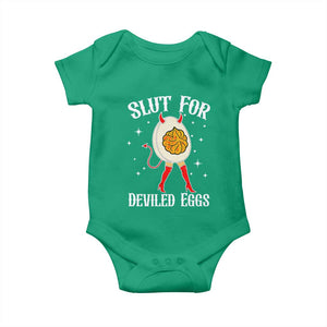 Funny Slut for Deviled Eggs Baby Onesie Funny Naughty Thanksgiving Potluck TS02 Irish Green Print Your Wear