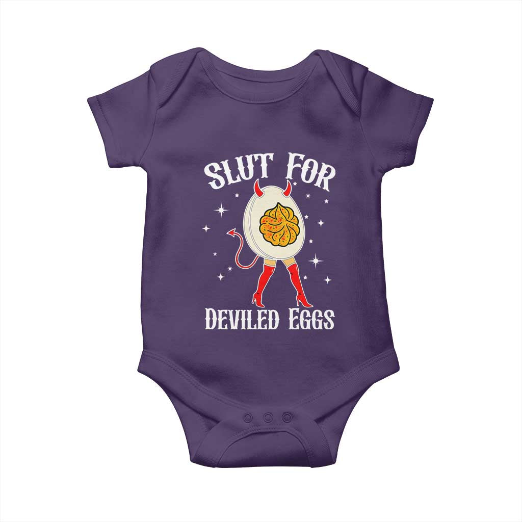 Funny Slut for Deviled Eggs Baby Onesie Funny Naughty Thanksgiving Potluck TS02 Purple Print Your Wear