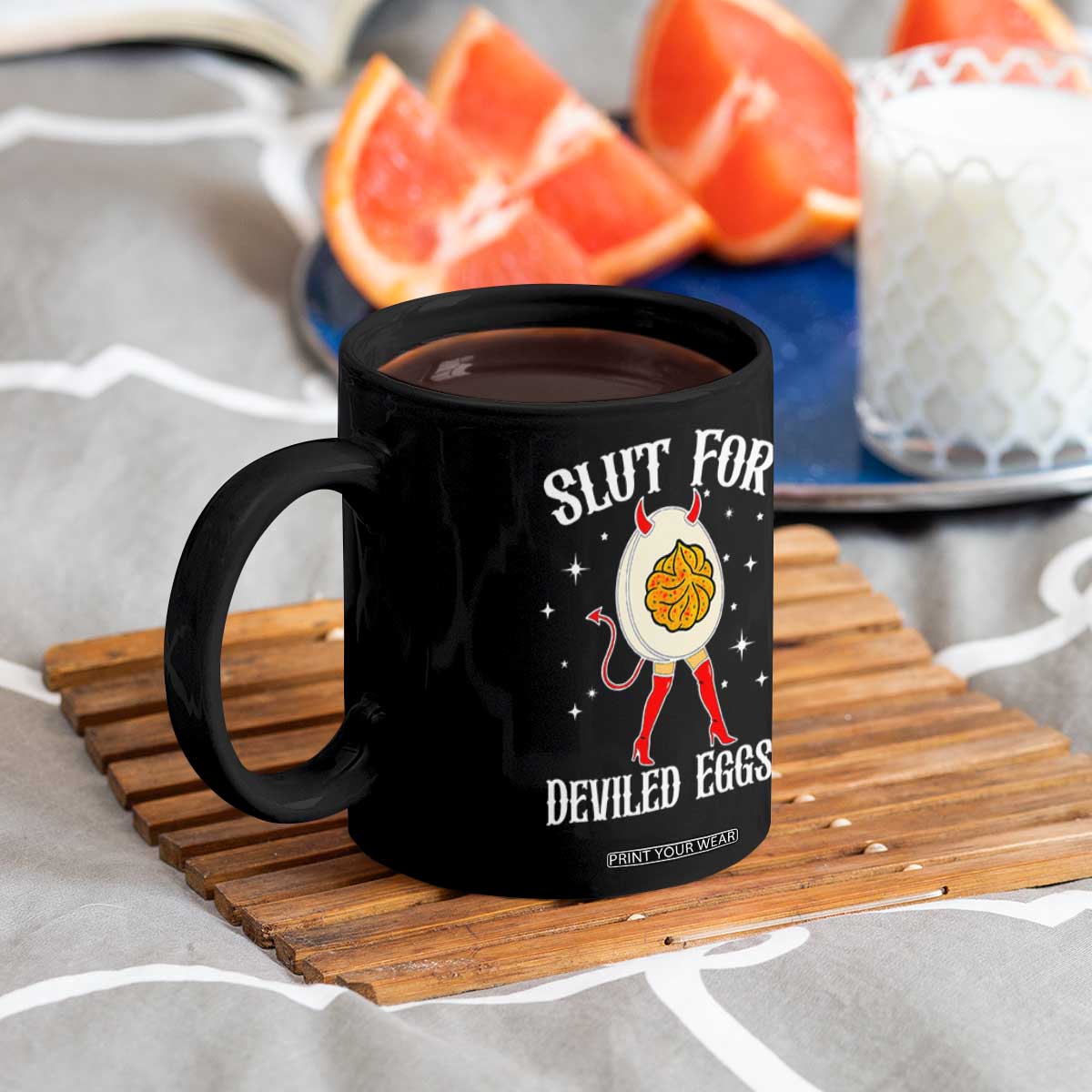 Funny Slut for Deviled Eggs Coffee Mug Funny Naughty Thanksgiving Potluck TS02 Print Your Wear