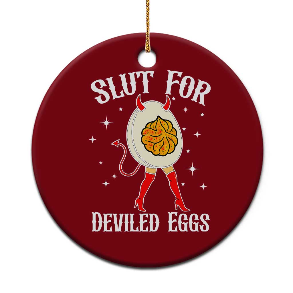 Funny Slut for Deviled Eggs Ceramic Ornament Funny Naughty Thanksgiving Potluck TS02 1pc Red Print Your Wear
