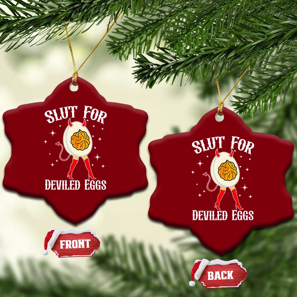 Funny Slut for Deviled Eggs Ceramic Ornament Funny Naughty Thanksgiving Potluck TS02 Print Your Wear