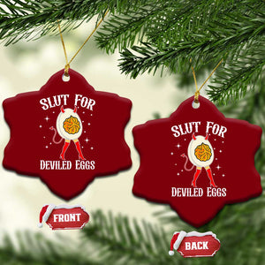 Funny Slut for Deviled Eggs Ceramic Ornament Funny Naughty Thanksgiving Potluck TS02 Print Your Wear