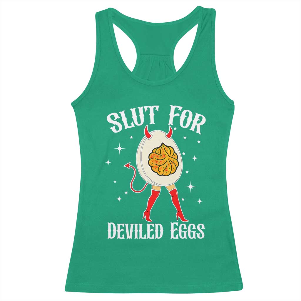 Funny Slut for Deviled Eggs Racerback Tank Top Funny Naughty Thanksgiving Potluck TS02 Irish Green Print Your Wear