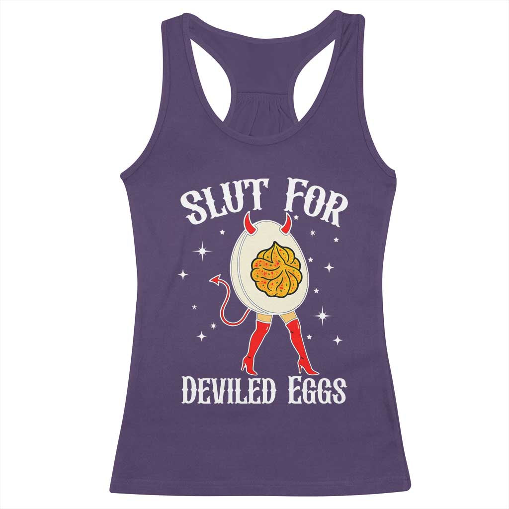Funny Slut for Deviled Eggs Racerback Tank Top Funny Naughty Thanksgiving Potluck TS02 Purple Print Your Wear