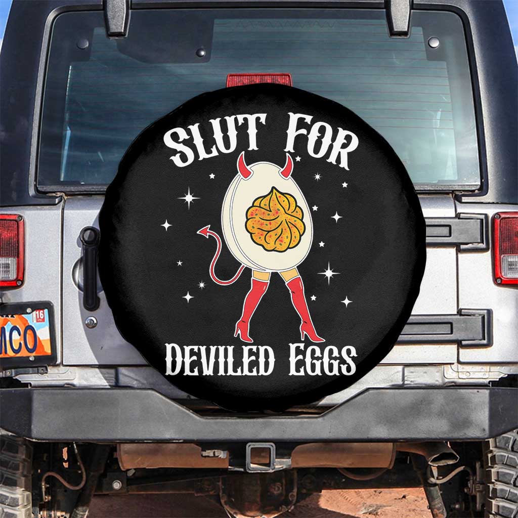 Funny Slut for Deviled Eggs Spare Tire Cover Funny Naughty Thanksgiving Potluck TS02 No hole Black Print Your Wear