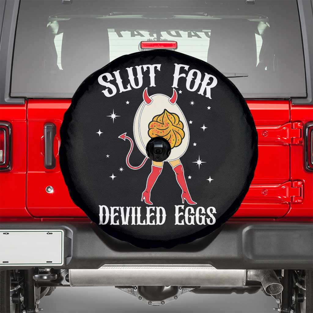 Funny Slut for Deviled Eggs Spare Tire Cover Funny Naughty Thanksgiving Potluck TS02 Black Print Your Wear