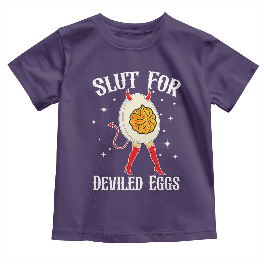 Funny Slut for Deviled Eggs Toddler T Shirt Funny Naughty Thanksgiving Potluck TS02 Purple Print Your Wear
