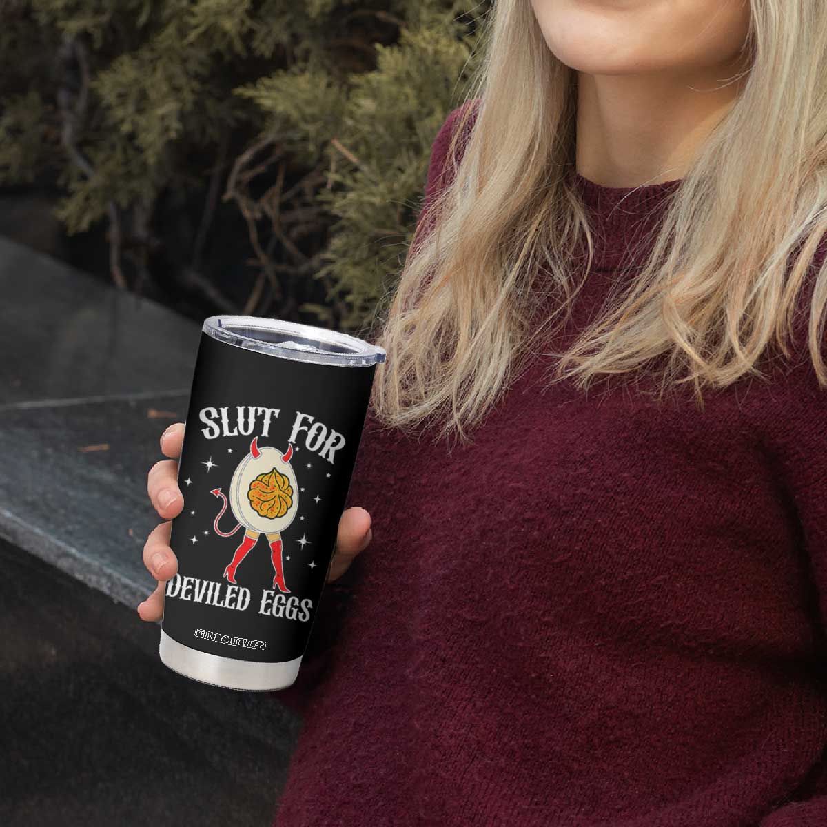 Funny Slut for Deviled Eggs Tumbler Cup Funny Naughty Thanksgiving Potluck TS02 Print Your Wear