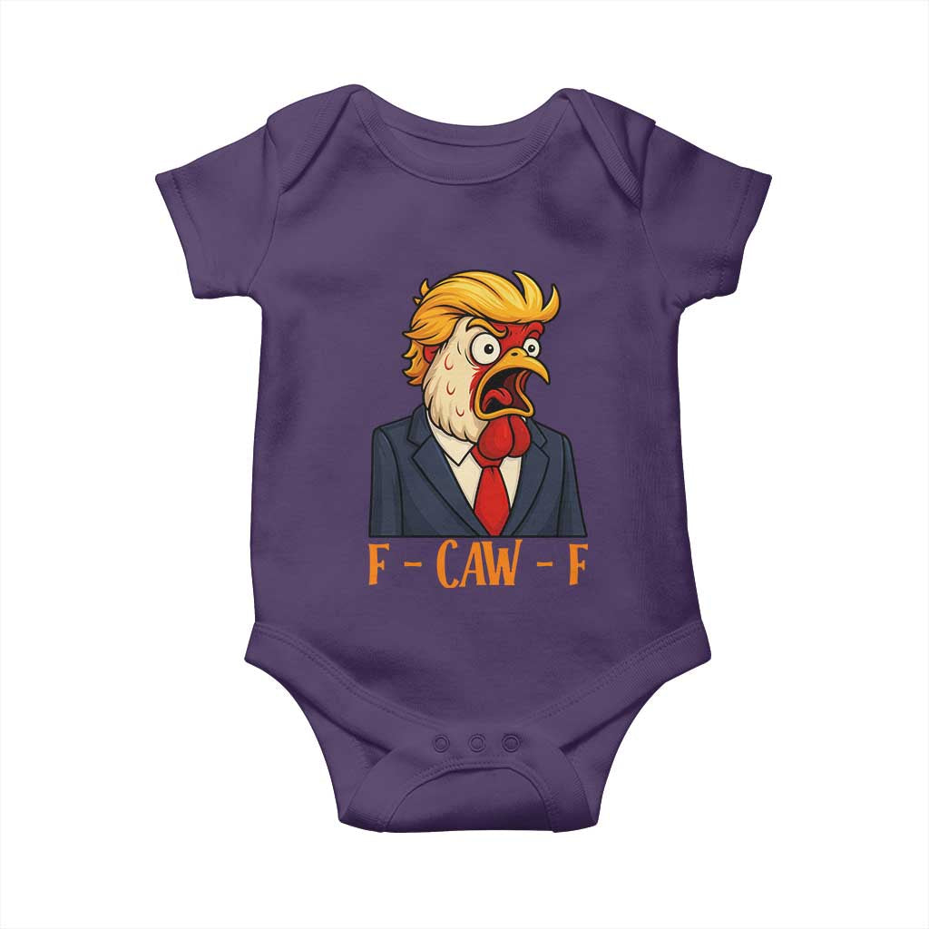 Funny F Caw F Chicken Trump Meme Baby Onesie Rooster Subtle Political Satire Parody TS02 Purple Print Your Wear